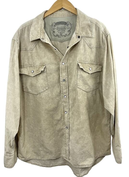 No 55 Issue Other - Corduroy Western Pearl Snap Button Up Shirt Beige Long Sleeve Mens XL Ivory